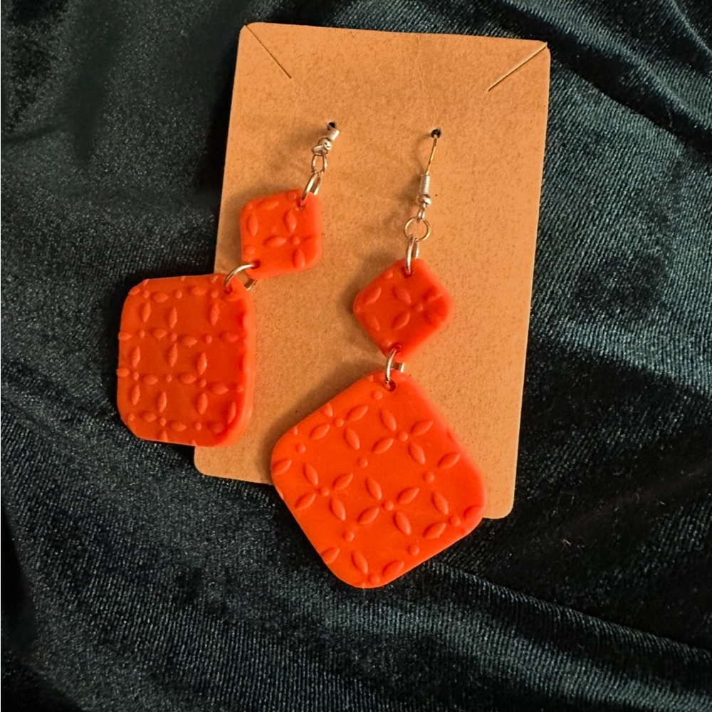 Orange Geometric Dangle Earrings. PK/PK